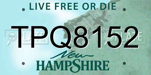TPQ8152 New Hampshire License Plate