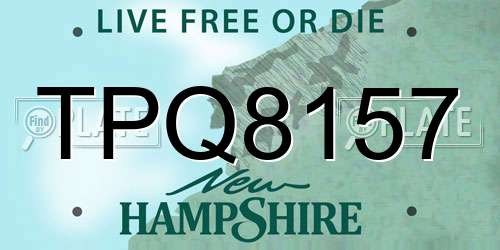 TPQ8157 New Hampshire License Plate