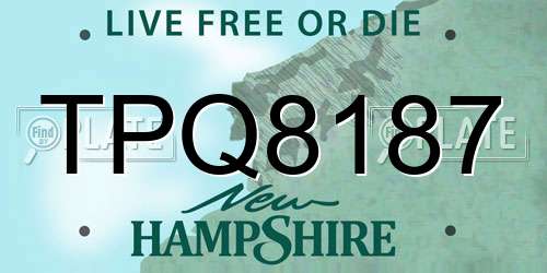 TPQ8187 New Hampshire License Plate