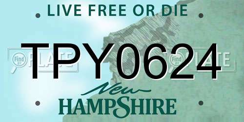 TPY0624 New Hampshire License Plate