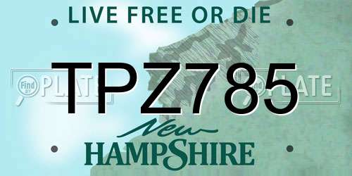 TPZ785 New Hampshire License Plate