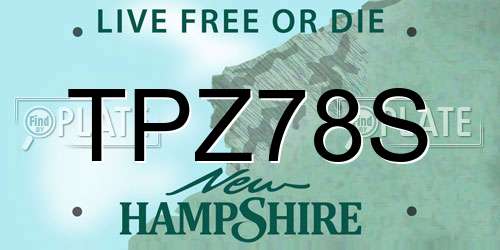 TPZ78S New Hampshire License Plate