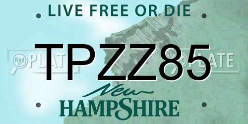 TPZZ85 New Hampshire License Plate