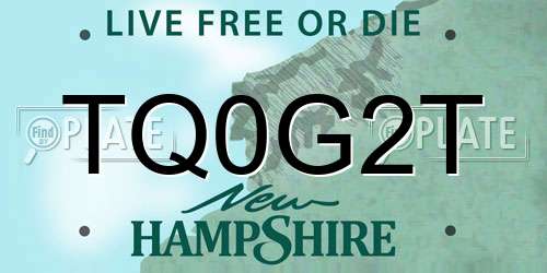 TQ0G2T New Hampshire License Plate