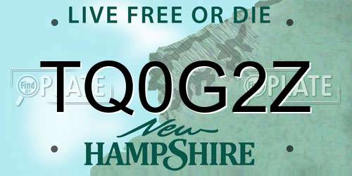 TQ0G2Z New Hampshire License Plate