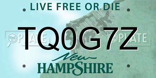TQ0G7Z New Hampshire License Plate