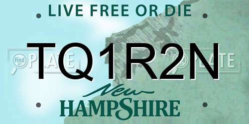 TQ1R2N New Hampshire License Plate