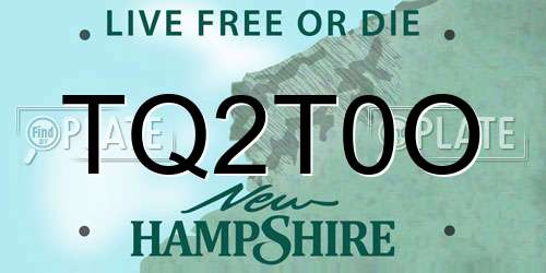 TQ2T0O New Hampshire License Plate