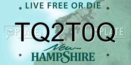 TQ2T0Q New Hampshire License Plate