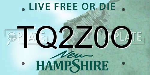 TQ2Z0O New Hampshire License Plate