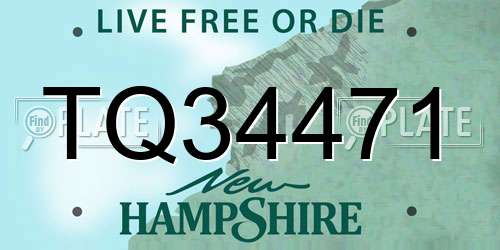 TQ34471 New Hampshire License Plate