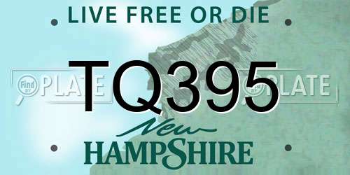 TQ395 New Hampshire License Plate