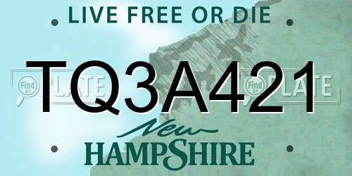TQ3A421 New Hampshire License Plate