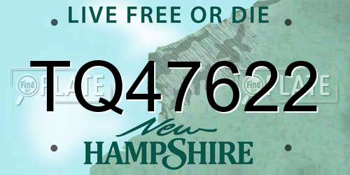 TQ47622 New Hampshire License Plate