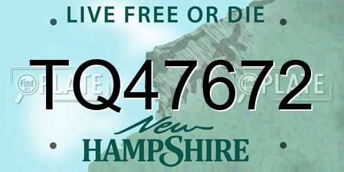 TQ47672 New Hampshire License Plate