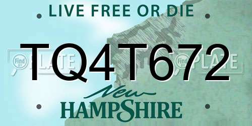 TQ4T672 New Hampshire License Plate