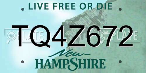 TQ4Z672 New Hampshire License Plate