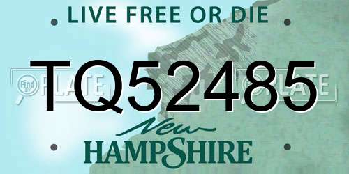 TQ52485 New Hampshire License Plate