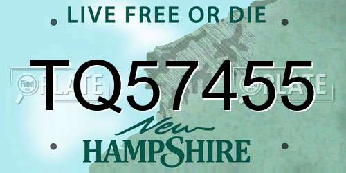 TQ57455 New Hampshire License Plate