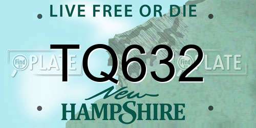 TQ632 New Hampshire License Plate