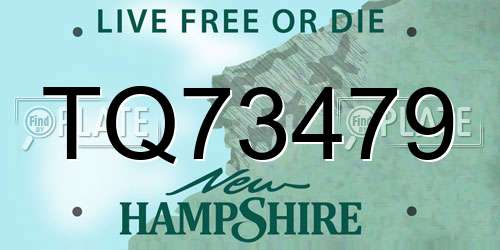 TQ73479 New Hampshire License Plate