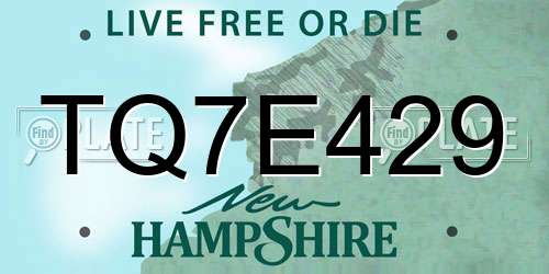 TQ7E429 New Hampshire License Plate