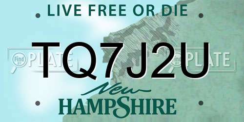 TQ7J2U New Hampshire License Plate