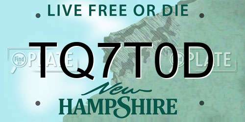 TQ7T0D New Hampshire License Plate