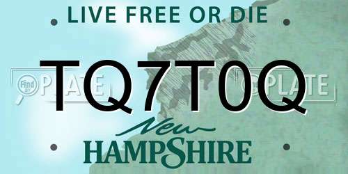 TQ7T0Q New Hampshire License Plate