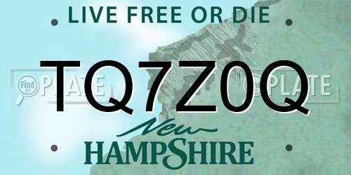 TQ7Z0Q New Hampshire License Plate