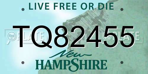 TQ82455 New Hampshire License Plate