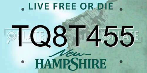 TQ8T455 New Hampshire License Plate