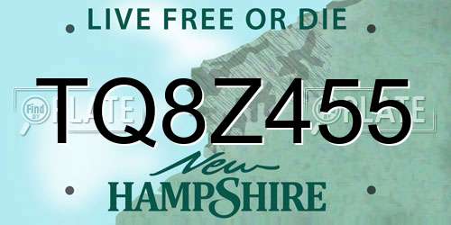 TQ8Z455 New Hampshire License Plate