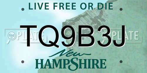 TQ9B3J New Hampshire License Plate