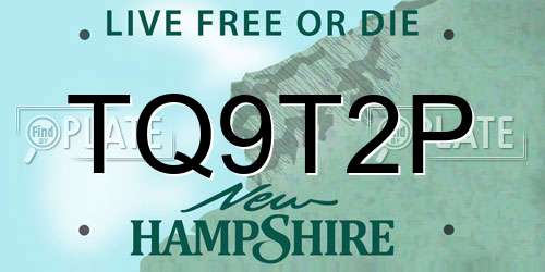 TQ9T2P New Hampshire License Plate