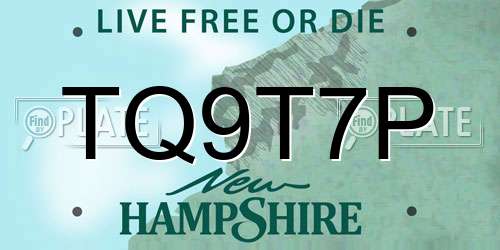 TQ9T7P New Hampshire License Plate