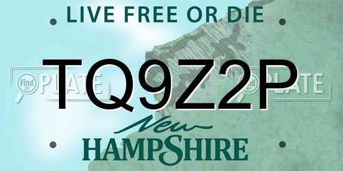 TQ9Z2P New Hampshire License Plate