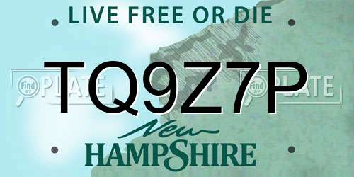 TQ9Z7P New Hampshire License Plate