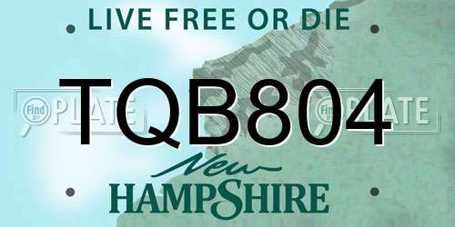 TQB804 New Hampshire License Plate