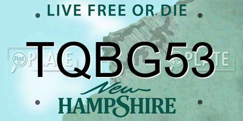 TQBG53 New Hampshire License Plate