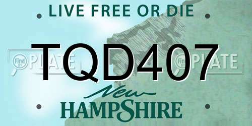 TQD407 New Hampshire License Plate