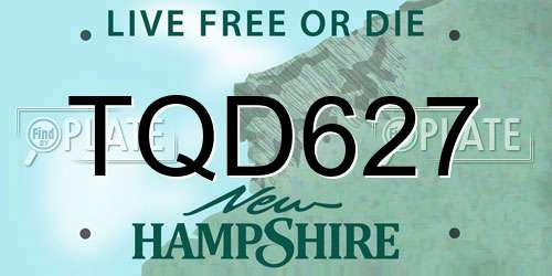 TQD627 New Hampshire License Plate