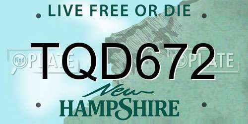 TQD672 New Hampshire License Plate