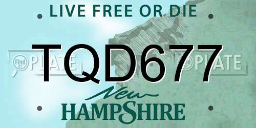 TQD677 New Hampshire License Plate