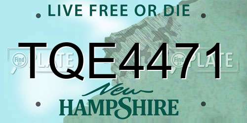TQE4471 New Hampshire License Plate