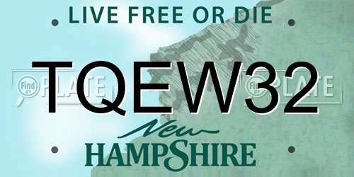 TQEW32 New Hampshire License Plate