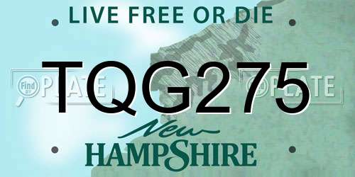 TQG275 New Hampshire License Plate