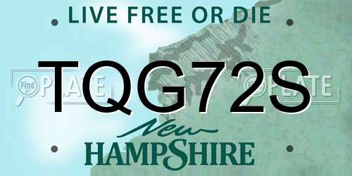 TQG72S New Hampshire License Plate