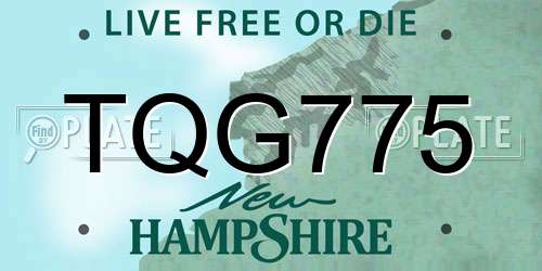 TQG775 New Hampshire License Plate