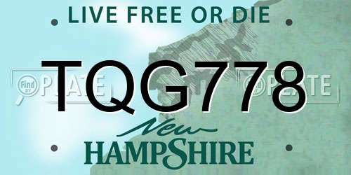 TQG778 New Hampshire License Plate